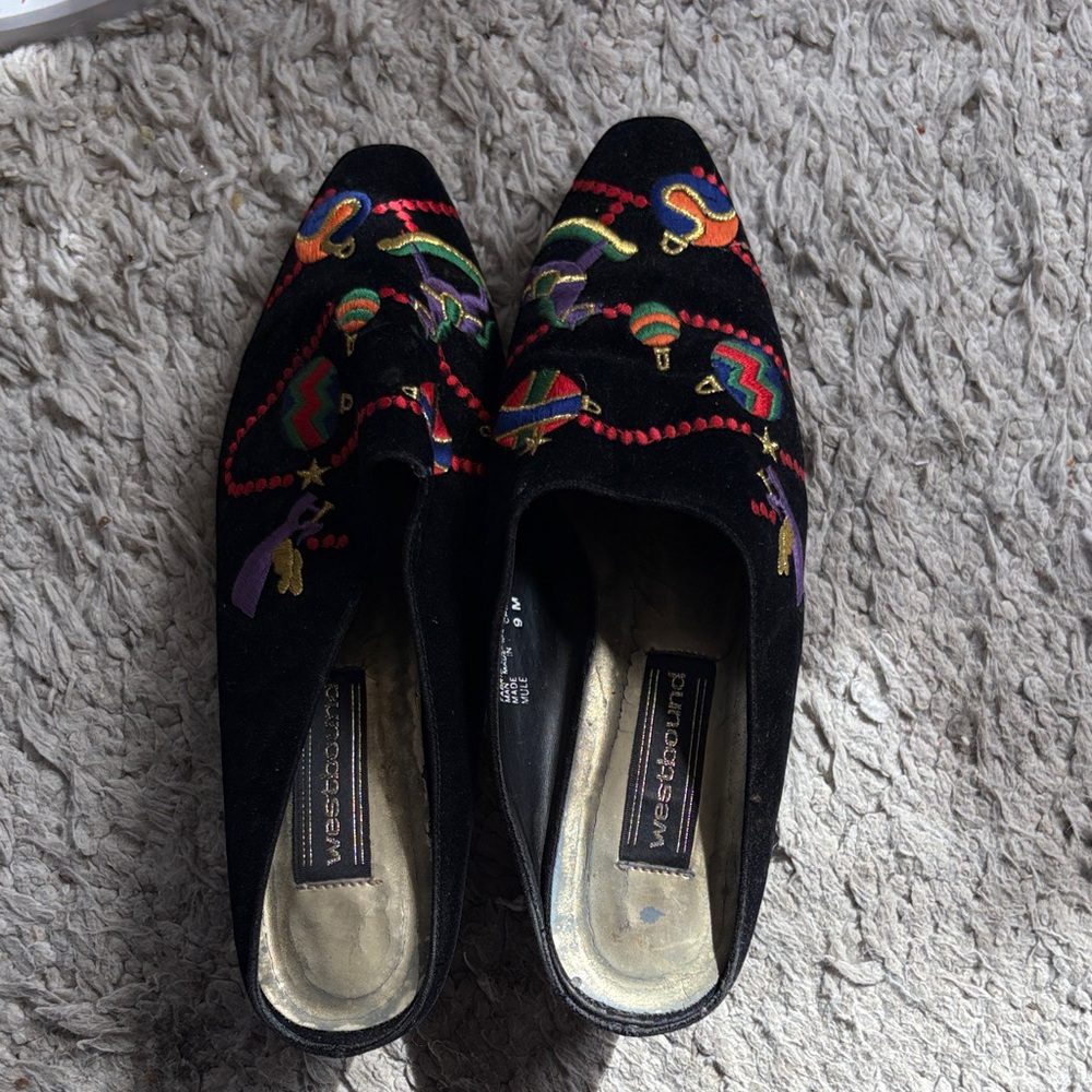 Westbound Black Embroidered Mules - Picture 6 of 6